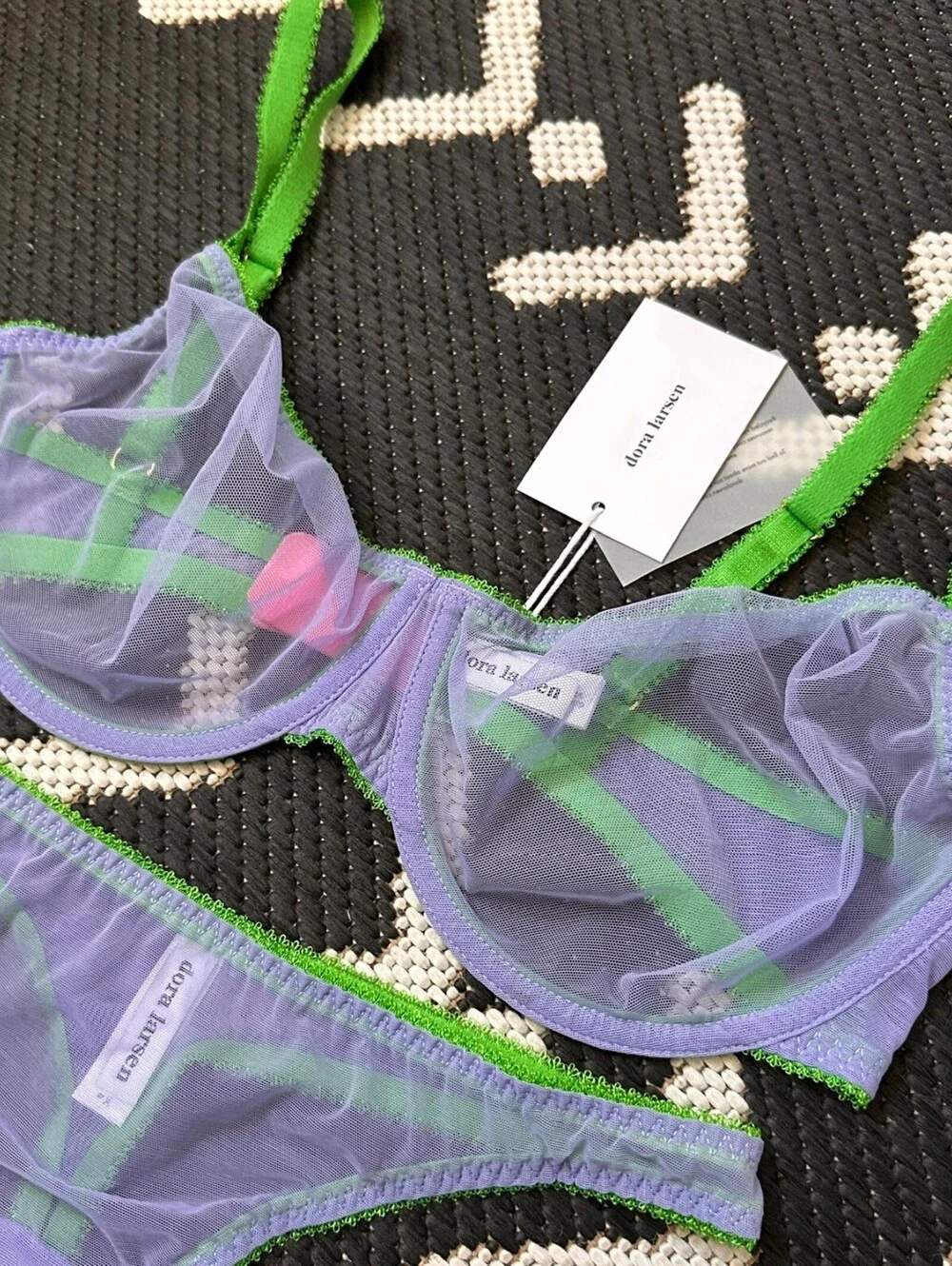 dora larsen Mesh Bra Set -Corelee Clean Tulle‎ Pastel Blue 36DD/ Thong Size 4